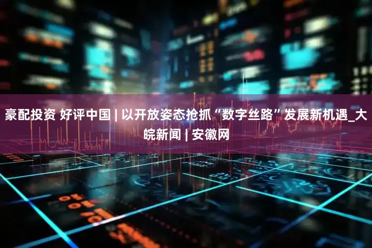 豪配投资 好评中国 | 以开放姿态抢抓“数字丝路”发展新机遇_大皖新闻 | 安徽网