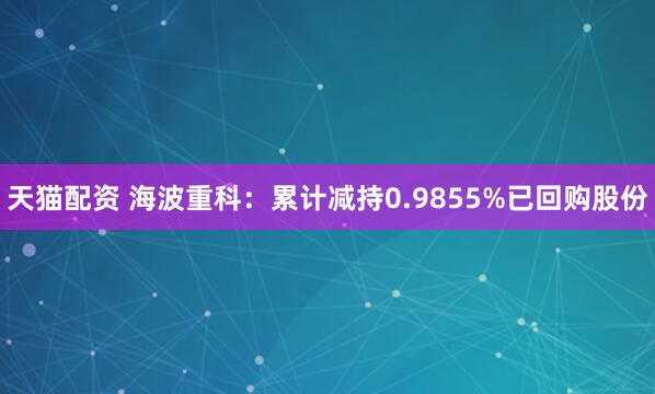 天猫配资 海波重科：累计减持0.9855%已回购股份